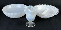 Milk Glass Bowl, Silver Crest Divided Bowl