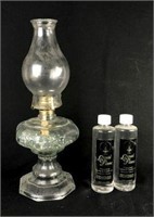 Vintage Glass Oil Lamp with 2 Bottles of Kerosene