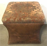 Upholstered & Leather Ottoman with Nailhead Trim