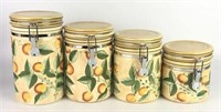 CIC Ceramic Hinged Lid Canisters, Lot of 4