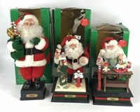 Holiday Scene Musical Santa Figures, Lot of 3
