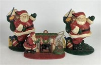 MidWest Cast Iron Santa Bookends & Santa Light