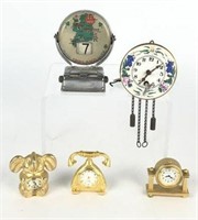 Assortment of Desk Clocks & Vintage Perpetual