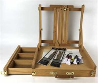 Wooden Fold Up Easel with Storage Compartment