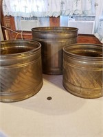 3 SOLID BRASS PLANTERS