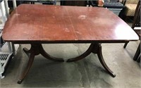 Double Pedestal Dining Table with Brass Cap Feet