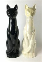 Pair of Glazed Cat Statues