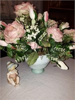 PINK SILK ROSE FLORAL ARRANGEMENT AND PIANO BABY
