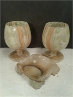 Marble Cups (2X) and Marble Ashtray