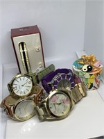 LOT OF WATCHES & MISC COSTUME JEWELRY