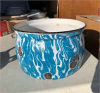 Heavy Blue Swirl Granite Pot w/ handles