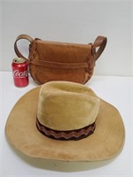 Porte-monnaie et chapeau Lanning en cuir vintage