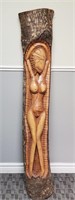 Sculpture de femmes en bois du Québec 58po