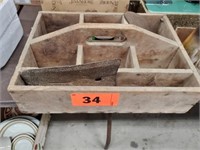 WOOD TOOL BOX W/ DIVIDED COMPARTMENTS