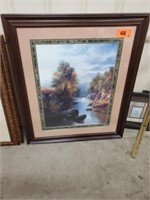 37.5 X 44 FRAMED HOME INTERIOR STREAM  PICTURE