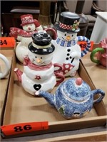 3 X'S BID TEAPOTS  SEASONAL - SNOWMEN