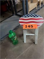 WOOD STOOL PAINTED AMERICAN FLAG SEAT FOR DOLLS