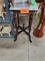 MARBLE TOP , TURNED LEG PLANT STAND