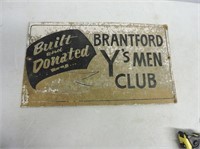 Brantford Y's Men Club Sign On Corrigated Board