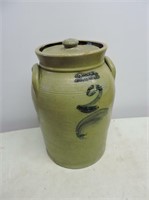 Antique Stoneware 2 Gal Crock With Lid