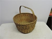 Antique Wooden Handled Basket 12 1/2"D