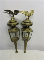 Pair Coachman's Oil Lights W/ Eagle Motif