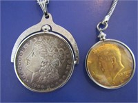 1900 Silver Dollar Coin Necklace 22", 36.9g &