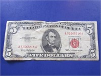 1963  Red Five Dollar Bill