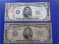 2-Five Dollar Bills-1934, 1950 B