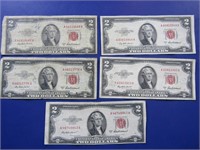 5-1953A Red Two Dollar Bills