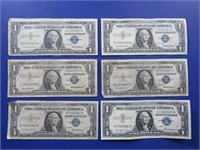 6-One Dollar Silver Certificates-1957