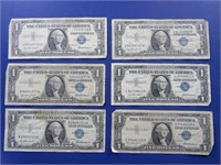 6-One Dollar Silver Certificates-1957