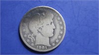 1901 Barber Silver Half Dollar