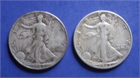 2-1942 Walking Liberty Silver Half Dollars