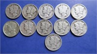 11 Mercury Silver Dimes