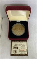 Joe Montana Bronze-Mint Coin Medallion