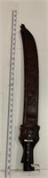 Long Machete in brown leather case
