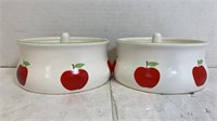 Pair of Ceramic Lidded Apple Bakers