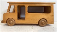 2 vintage cars - Wooden Toy Bus Silver Car