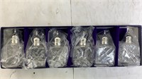 6 small glass salt and pepper shakers in box