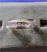 14Kt White Gold  Ring w/Sm. Diamond Size 12,  6.2g