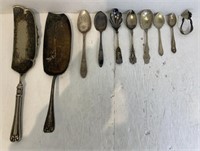 Lot of Silver-Plated Spoons & Serving Pieces