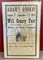 1937 Adam's Rodeo Will County Fair Poster