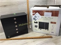 5 DRAWER WOOD JEWELRY CHEST