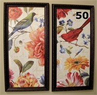 Pair of Bird & Floral Prints By Lisa Audit