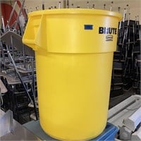 yellow rubbermaid trash can