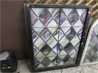 LARGE ANTIQUE STAINED GLASS PANEL FROM CHURCH