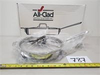 New All-Clad $245 Stainless 3Qt Saute Pan w/ Lid