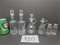 Glass Oil & Vinegar, Dressing & Salt/Pepper Set