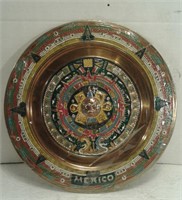 Mayan Aztec Calendar Brass Metal Wall Plate 12"